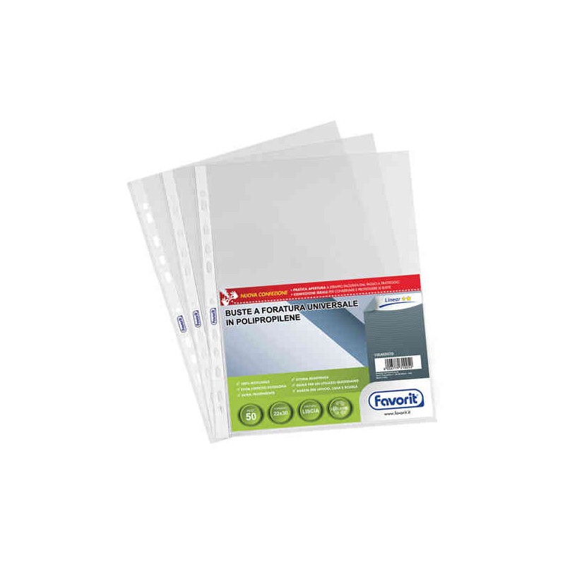 busta trasparente a foratura universale favorit superior pz. 50