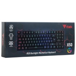 TASTIERA ITEK GAMING "X50" MECCANICA, SWITCH BLU OUTEMU RGB, SOFTWARE, 90 TASTI, COMPATTA