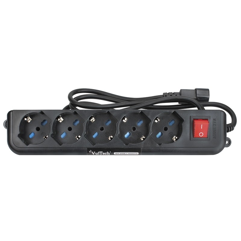 MULTIPRESA BIPASSO VULTECH 5 POSTI + INTERRUTTORE IEC14