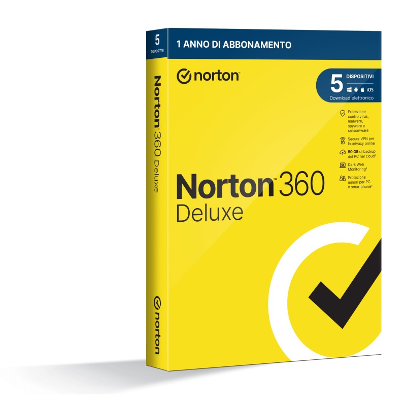 NORTON 360 DELUXE 2023 50GB IT 1 USER 5 DEVICE 12M